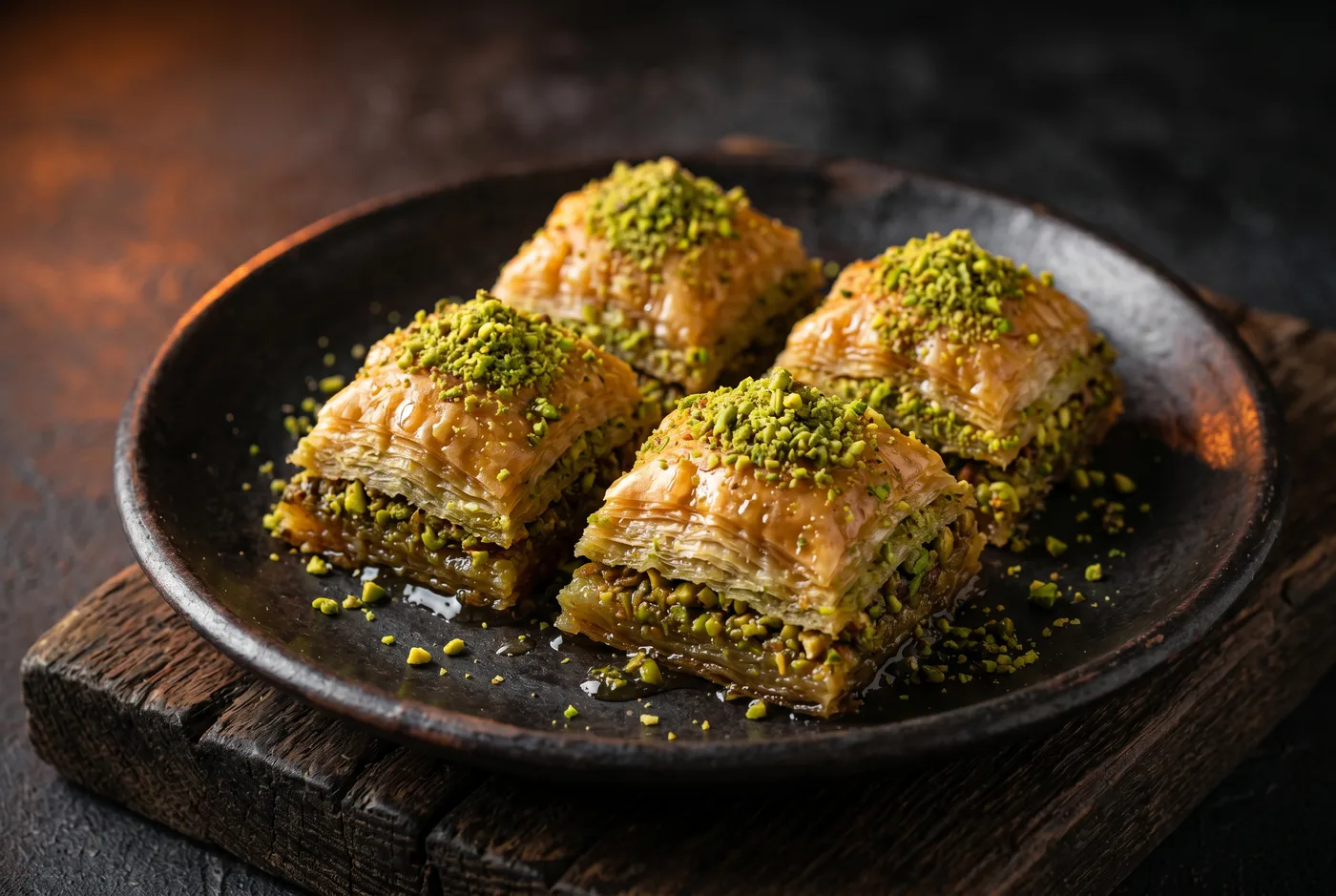 Baklava à la Pistache — 40 couches de filo, pistache d’Antep, beurre. 4 parts