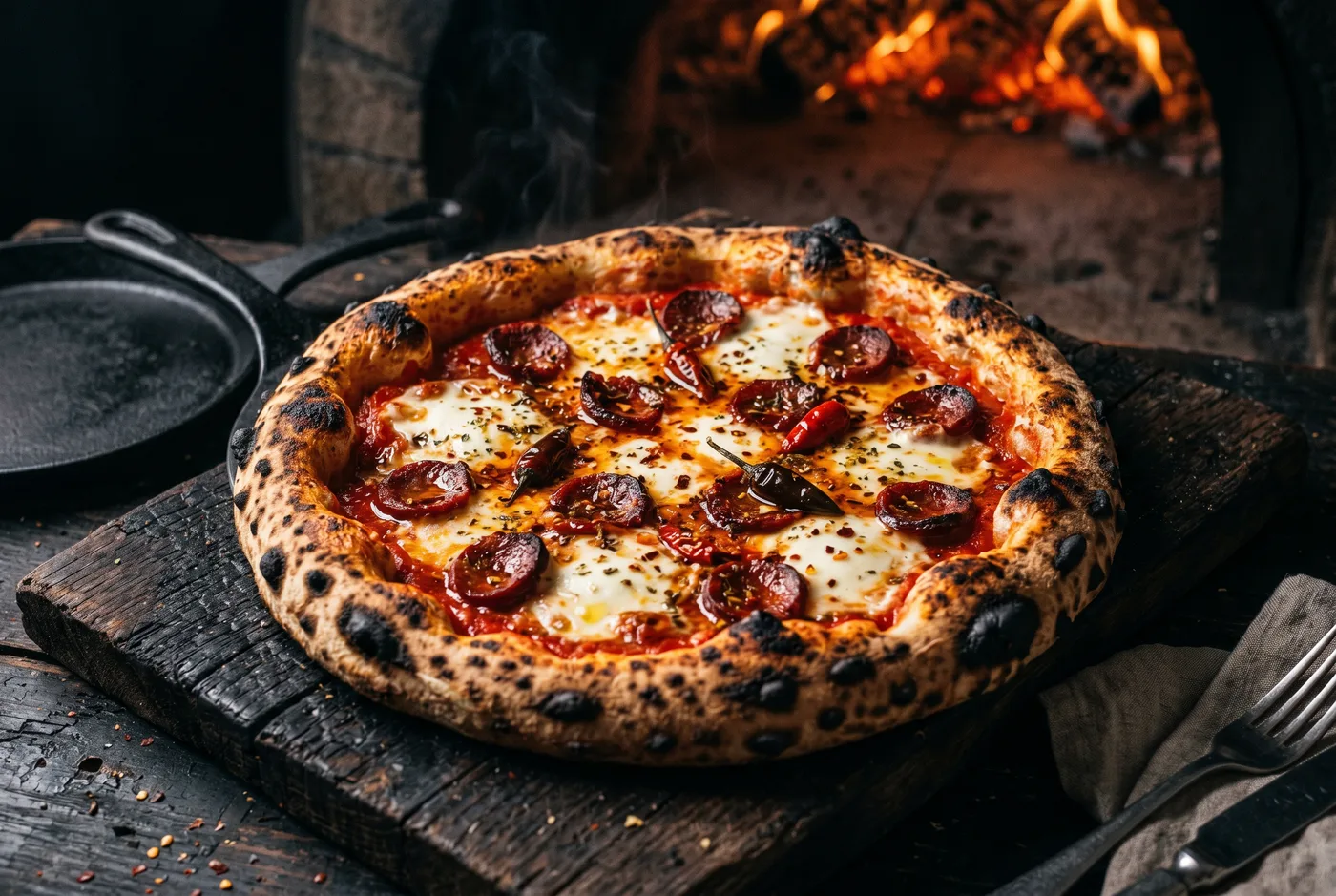 Diavola — Sucuk piquant, piment de Calabre, mozzarella, origan
