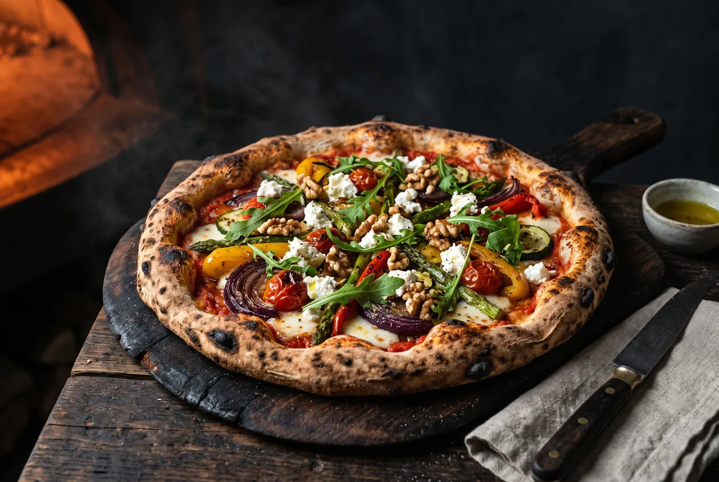 Végétarienne — Légumes de saison, chèvre, roquette, noix